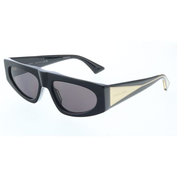 Bottega Veneta BV1277S-001 Bold Black Shield Sunglasses –
